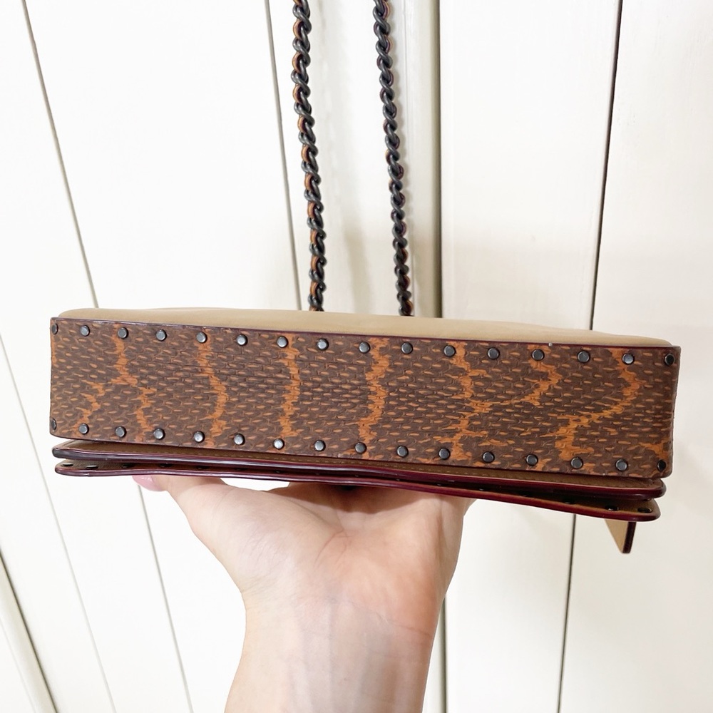 Coach Dinky With Rivets And Snakeskin Detail White Tan Crossbody B1880-30455 - Picture 15 of 16